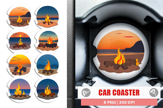 Car Coaster Fire Pit Sublimation artnoy 