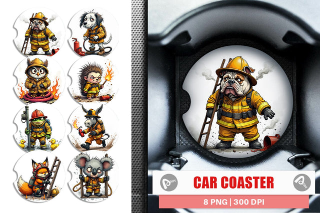 Car Coaster Firefighter Chaos Critters Sublimation artnoy 