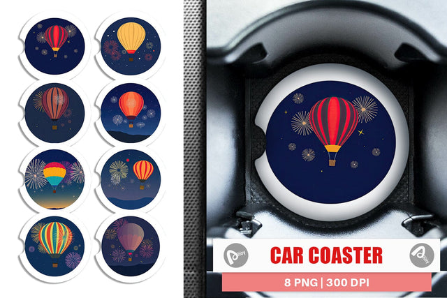 Car Coaster Fireworks Hot Air Balloon Sublimation artnoy 