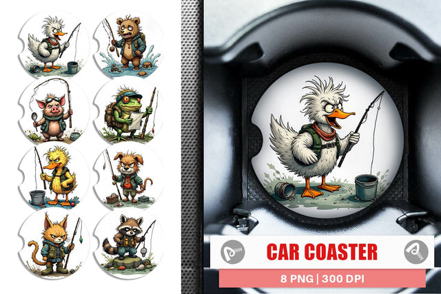 Car Coaster Fishing Grumps Sublimation artnoy 