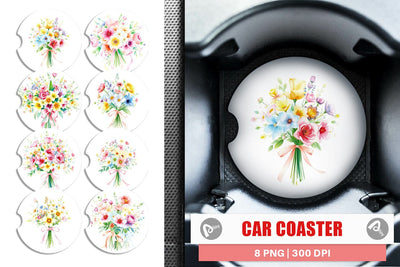 Car Coaster Floral Bouquets Sublimation artnoy 