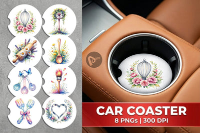 Car Coaster Floral Kitchen Tools Decor Sublimation artnoy 