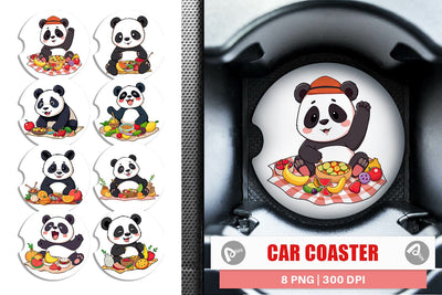 Car Coaster Floral Panda Sublimation artnoy 