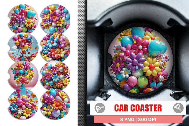 Car Coaster Flower Balloon Sublimation artnoy 