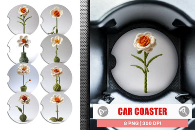 Car Coaster Flower Embroidery Sublimation artnoy 