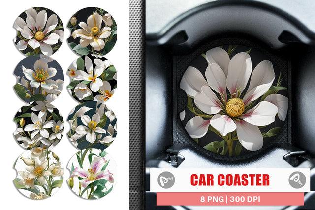 Car Coaster Flower Pattern Sublimation artnoy 