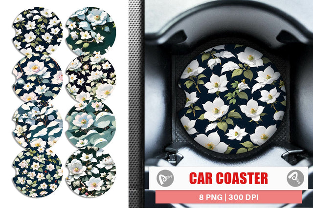 Car Coaster Flower Seamless Pattern Sublimation artnoy 