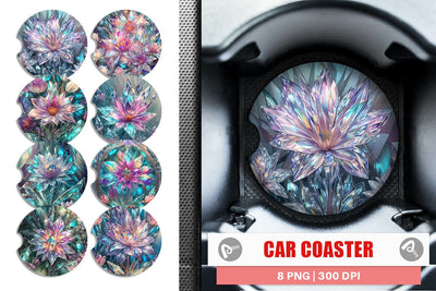 Car Coaster Flower Stained Glass Sublimation artnoy 