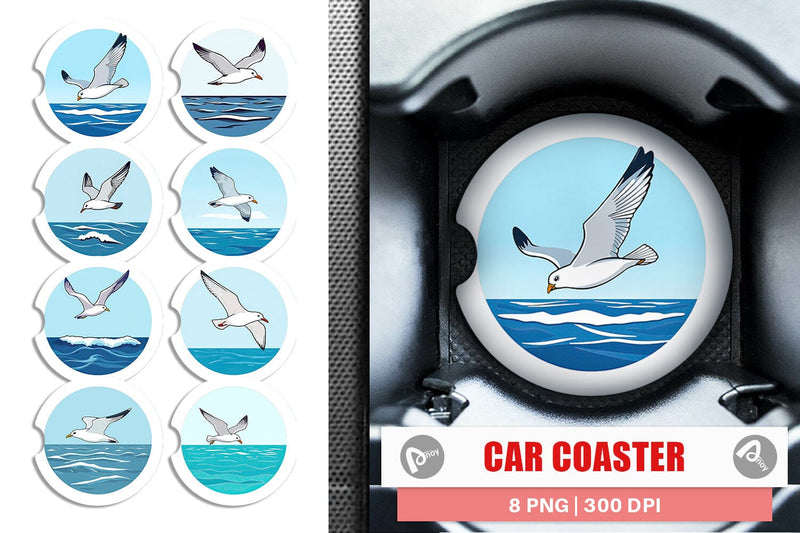 Car Coaster Flying Seagull Sublimation artnoy 
