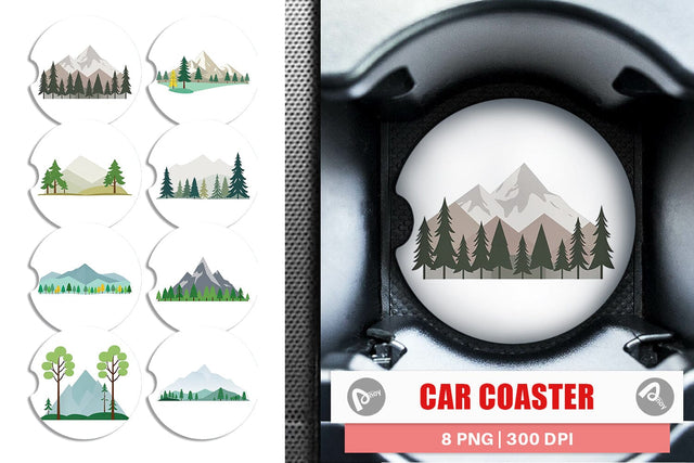 Car Coaster Forest and Mountain Sublimation artnoy 