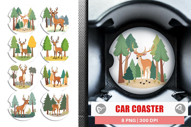 Car Coaster Forest Deer Sublimation artnoy 