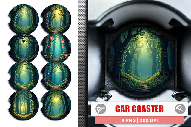Car Coaster Forest Heart Sublimation artnoy 