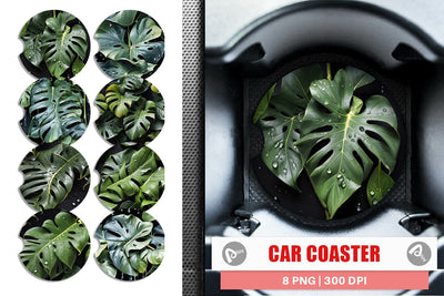 Car Coaster Forest Leaves Pattern Sublimation artnoy 