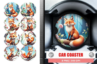 Car Coaster Fox on Branch Sublimation artnoy 