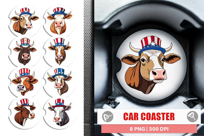 Car Coaster Fox Patriotic Sublimation artnoy 