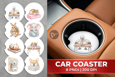 Car Coaster Friday Burnout Animal Watercolor Sublimation artnoy 