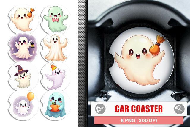 Car Coaster Friendly Ghosts Sublimation artnoy 
