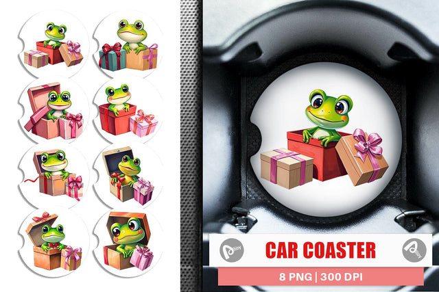 Car Coaster Frog Gift Sublimation artnoy 