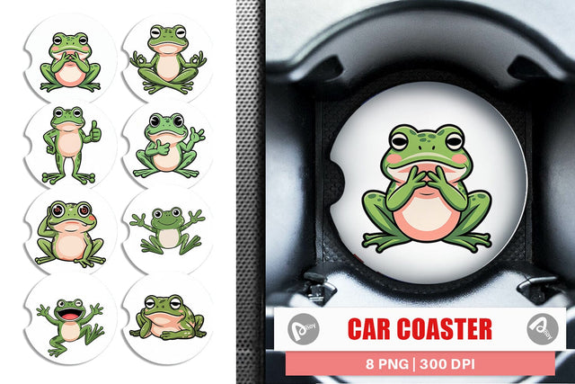 Car Coaster Frog Mood Sublimation artnoy 