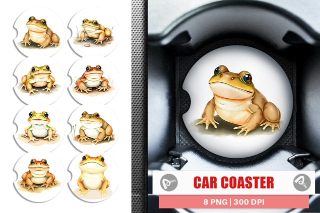 Car Coaster Frog Wildlife Sublimation artnoy 