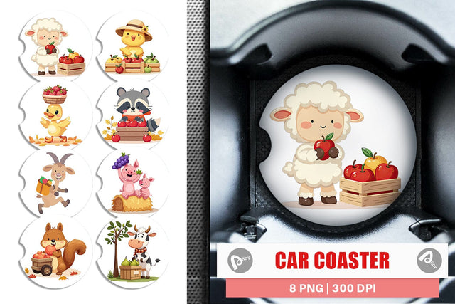 Car Coaster Fruit Harvest Babies Sublimation artnoy 