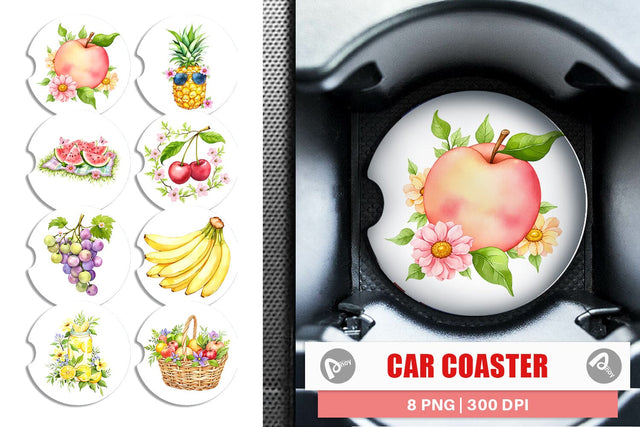 Car Coaster Fruit Picnic Sublimation artnoy 