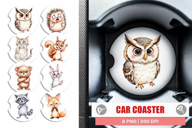 Car Coaster Funny Animal Faces Sublimation artnoy 