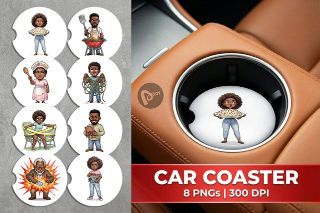 Car Coaster Funny Black Family Cookout Sublimation artnoy 