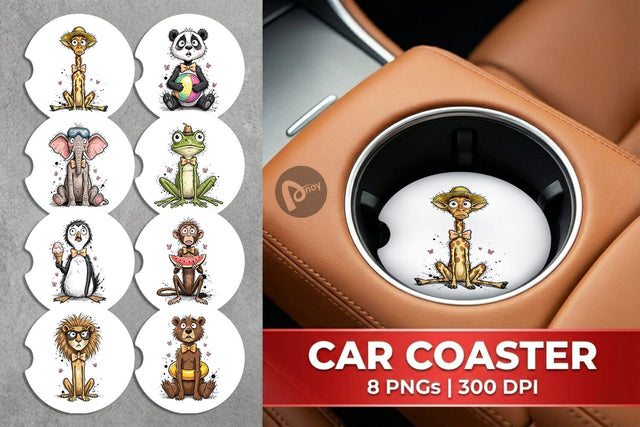 Car Coaster Funny Skinny Summer Animal Sublimation artnoy 