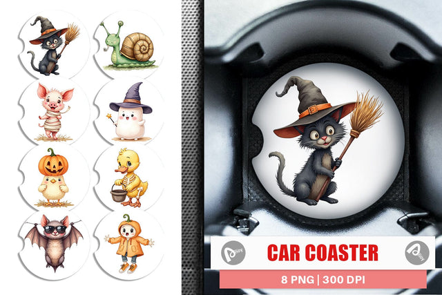Car Coaster Funny Spooky Faces Sublimation artnoy 