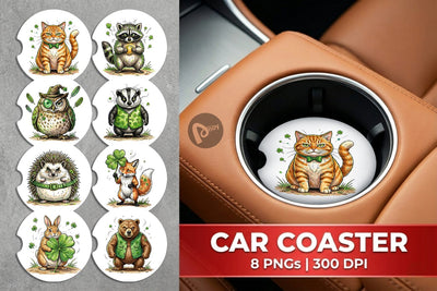 Car Coaster Funny St Patricks Animal Sublimation artnoy 