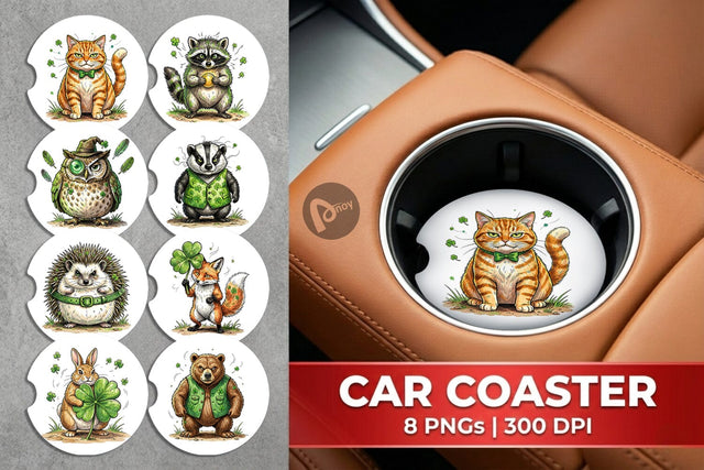 Car Coaster Funny St Patricks Animal Sublimation artnoy 