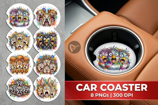 Car Coaster Funny Suburban Animal Heatwave Sublimation artnoy 