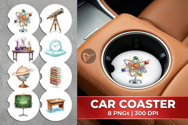 Car Coaster Galactic Classroom Decor Watercolor Sublimation artnoy 