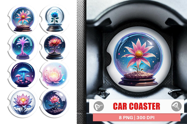 Car Coaster Galactic Flora Orbs Sublimation artnoy 