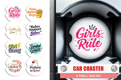 Car Coaster Galentine's Day Watercolor Quotes Sublimation artnoy 