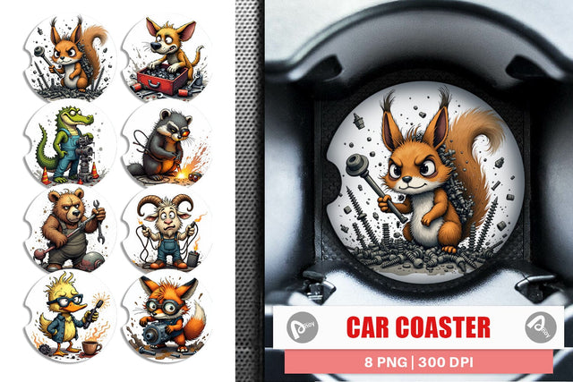 Car Coaster Garage Chaos Critter Sublimation artnoy 