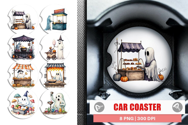 Car Coaster Ghost Food Stalls Sublimation artnoy 