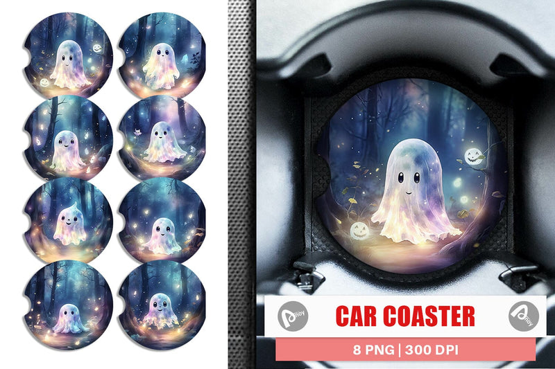Car Coaster Ghost in Forest Sublimation artnoy 