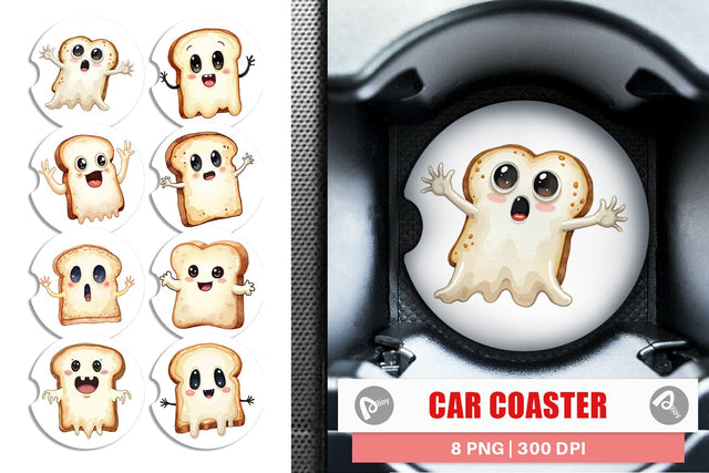 Car Coaster Ghost Toast Sublimation artnoy 