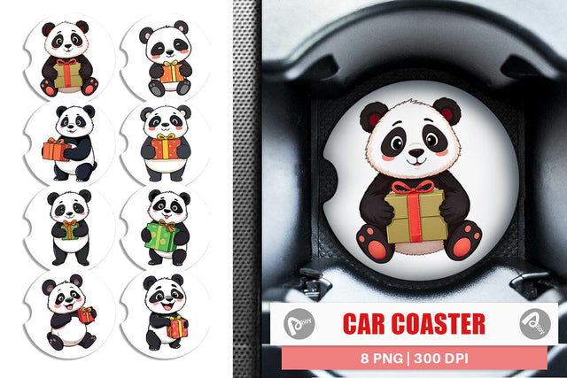 Car Coaster Gift Panda Sublimation artnoy 