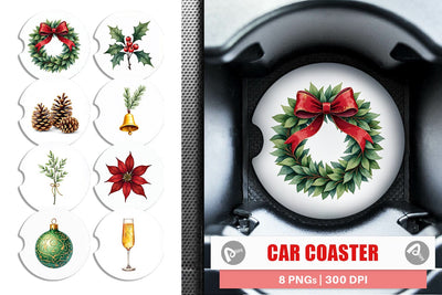 Car Coaster Gilded Evergreen Sublimation artnoy 