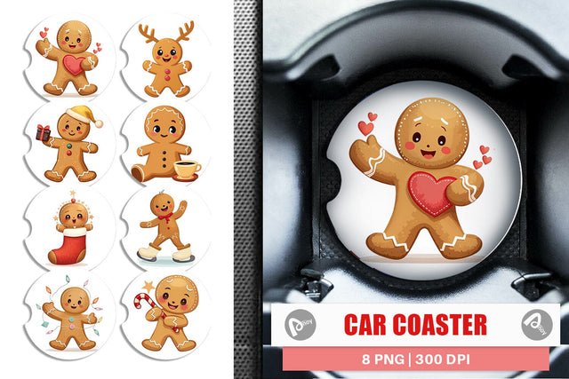 Car Coaster Gingerbread Christmas Joy Sublimation artnoy 