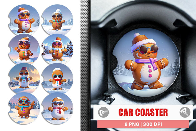 Car Coaster Gingerbread Christmas Sublimation artnoy 