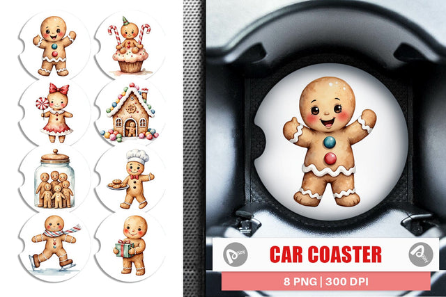 Car Coaster Gingerbread Joy Sublimation artnoy 