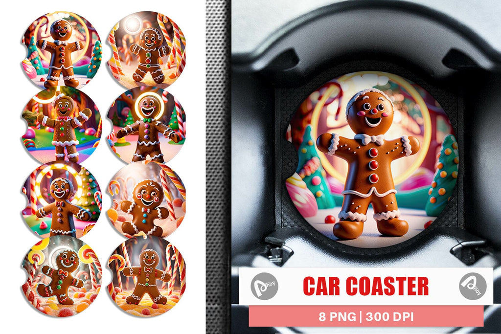 Car Coaster Gingerbread Man - So Fontsy