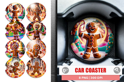 Car Coaster Gingerbread Man Sublimation artnoy 
