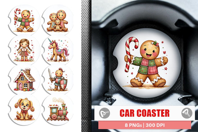 Car Coaster Gingerbread Patchwork Delights Sublimation artnoy 
