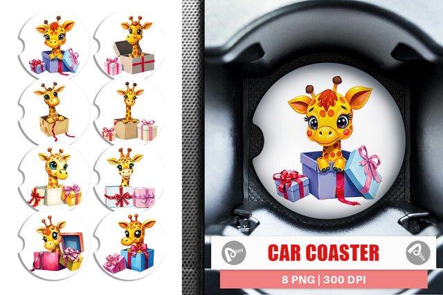 Car Coaster Giraffe Gift Sublimation artnoy 