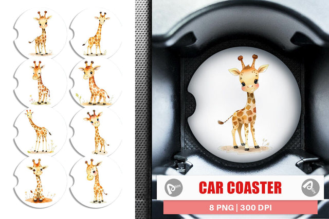 Car Coaster Giraffe Wildlife Sublimation artnoy 